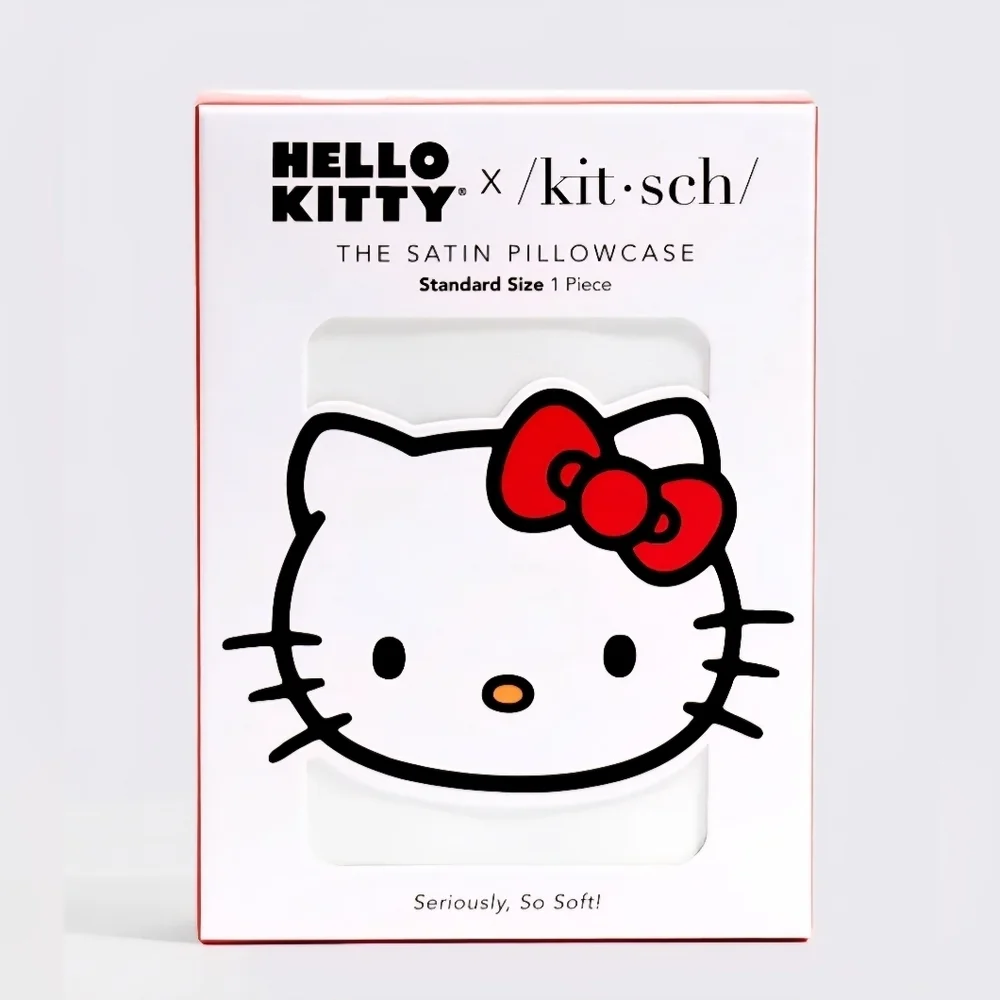 Kitsch x Hello Kitty Satin Pillowcase in Ivory Kitty Bow